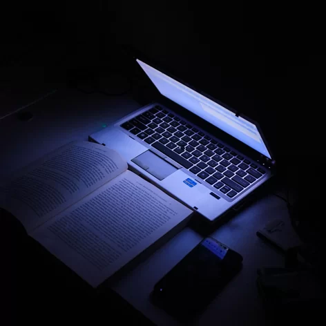 Laptop and book