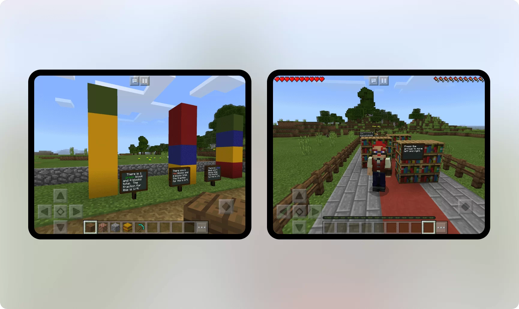 Minecraft Education Edition: visualizing fractions, a virtual library.Gamification in online education.