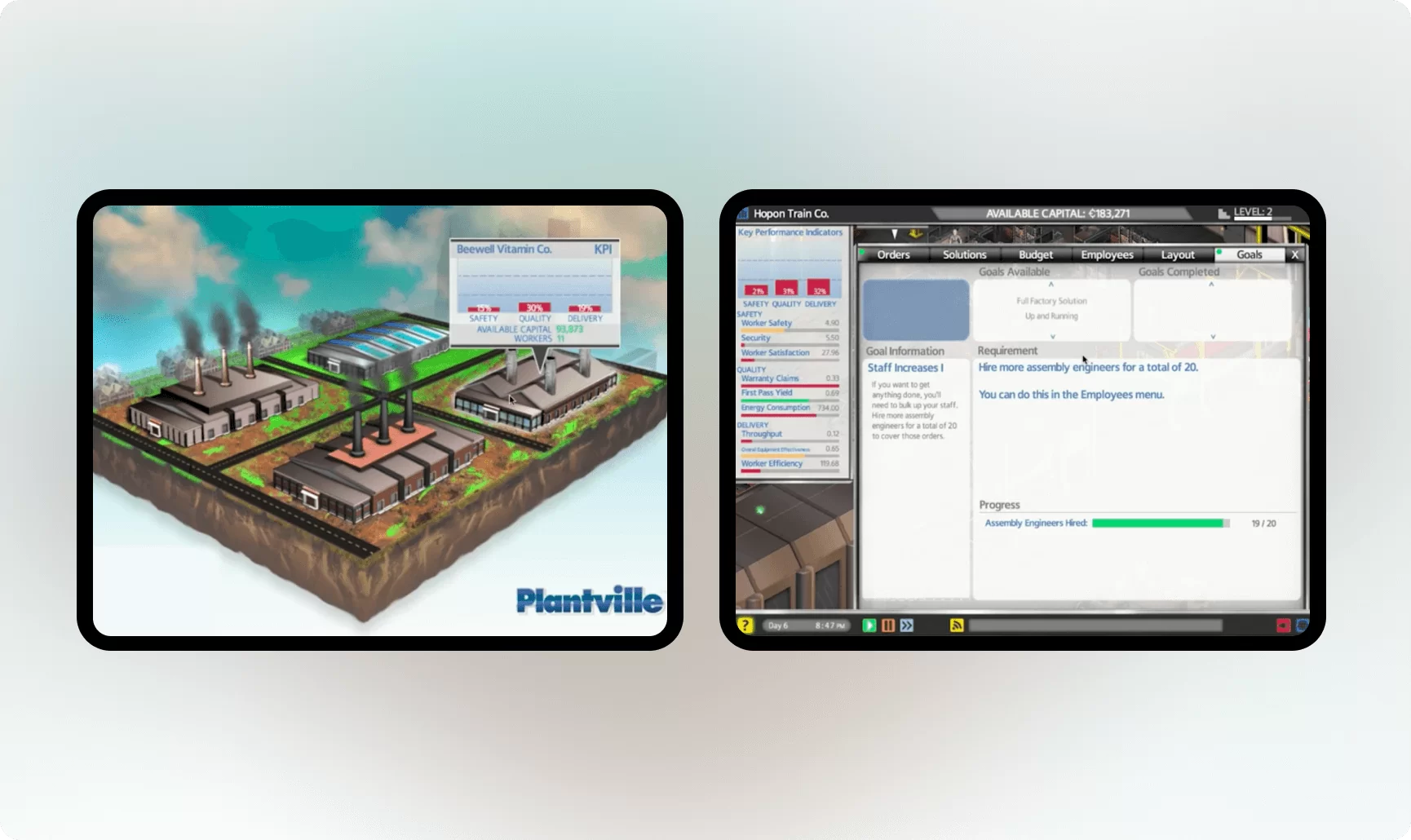 Siemens PlantVille gamification: interactive game environment, goals dashboard.Gamification in online education.