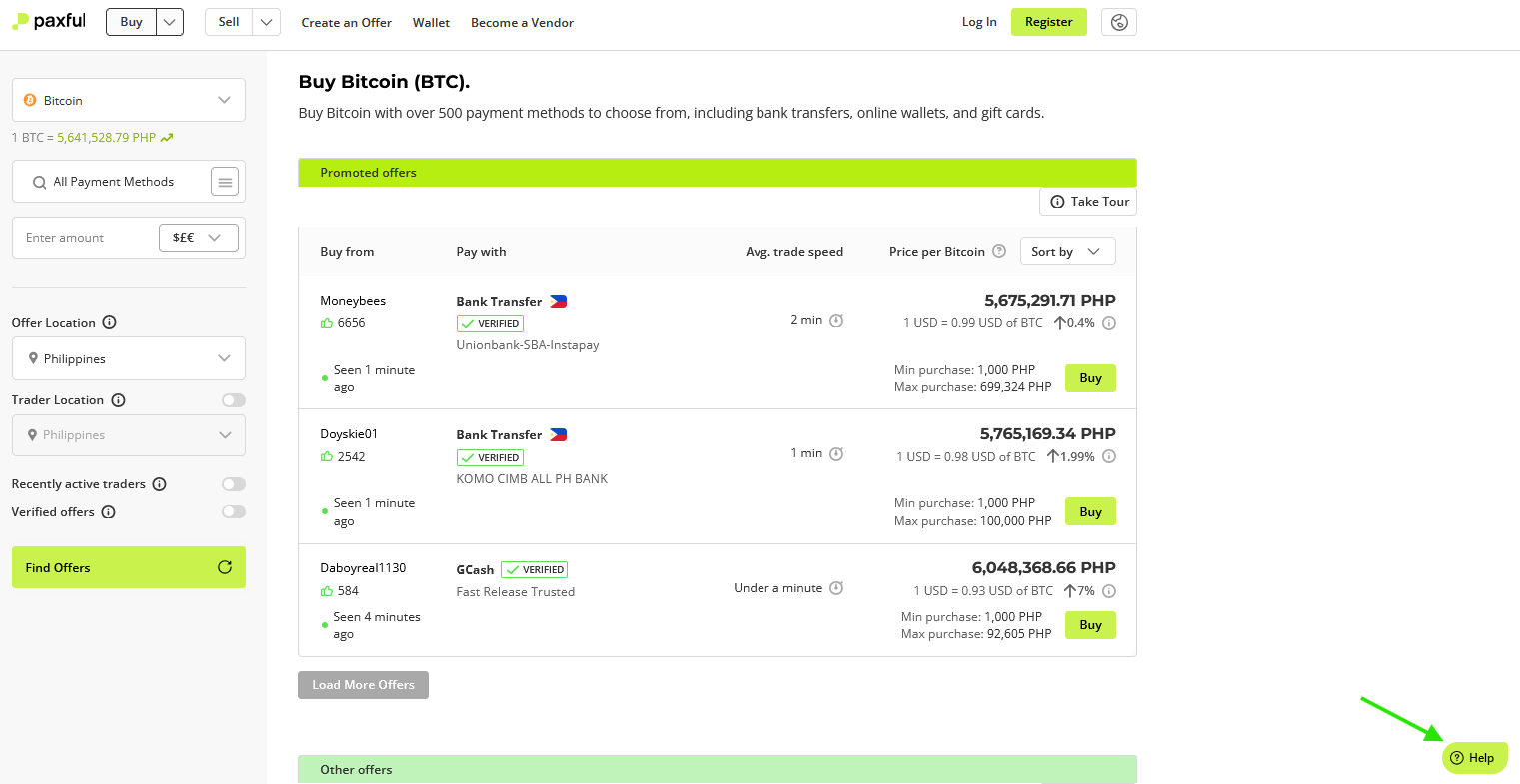 Paxful dashboard