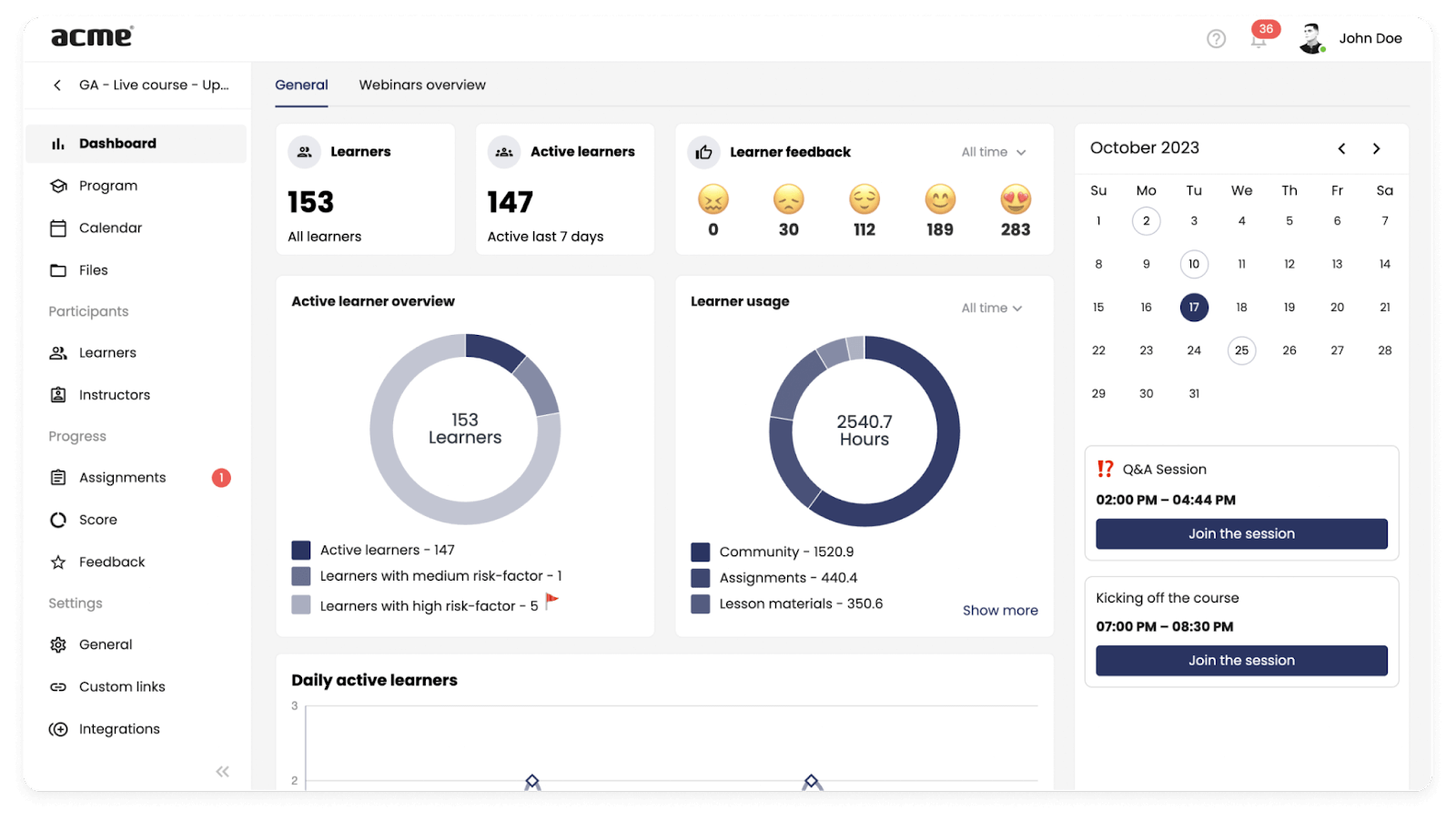 Gamification features in EducateMe LMS