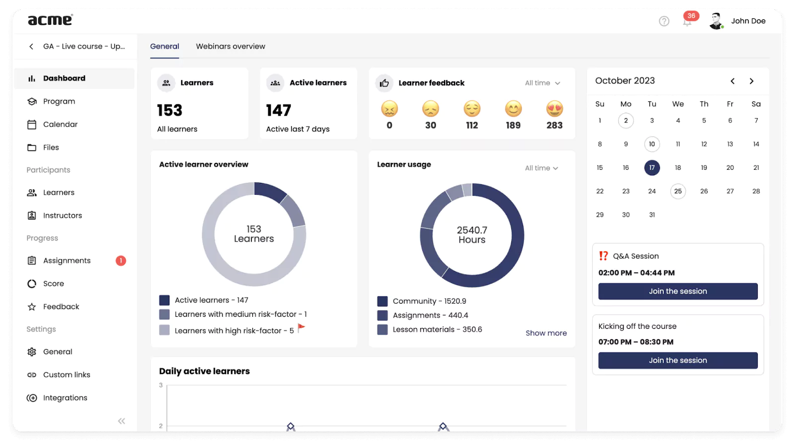 Gamification features in EducateMe LMS